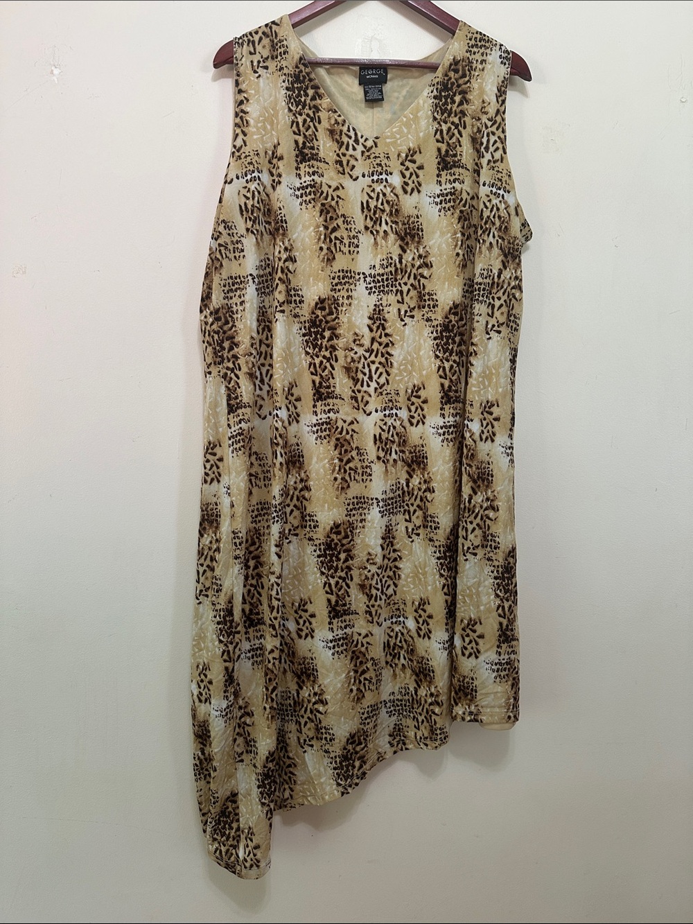 George Asymmetrical Animal-Print Midi Skirt in Beige and Brown